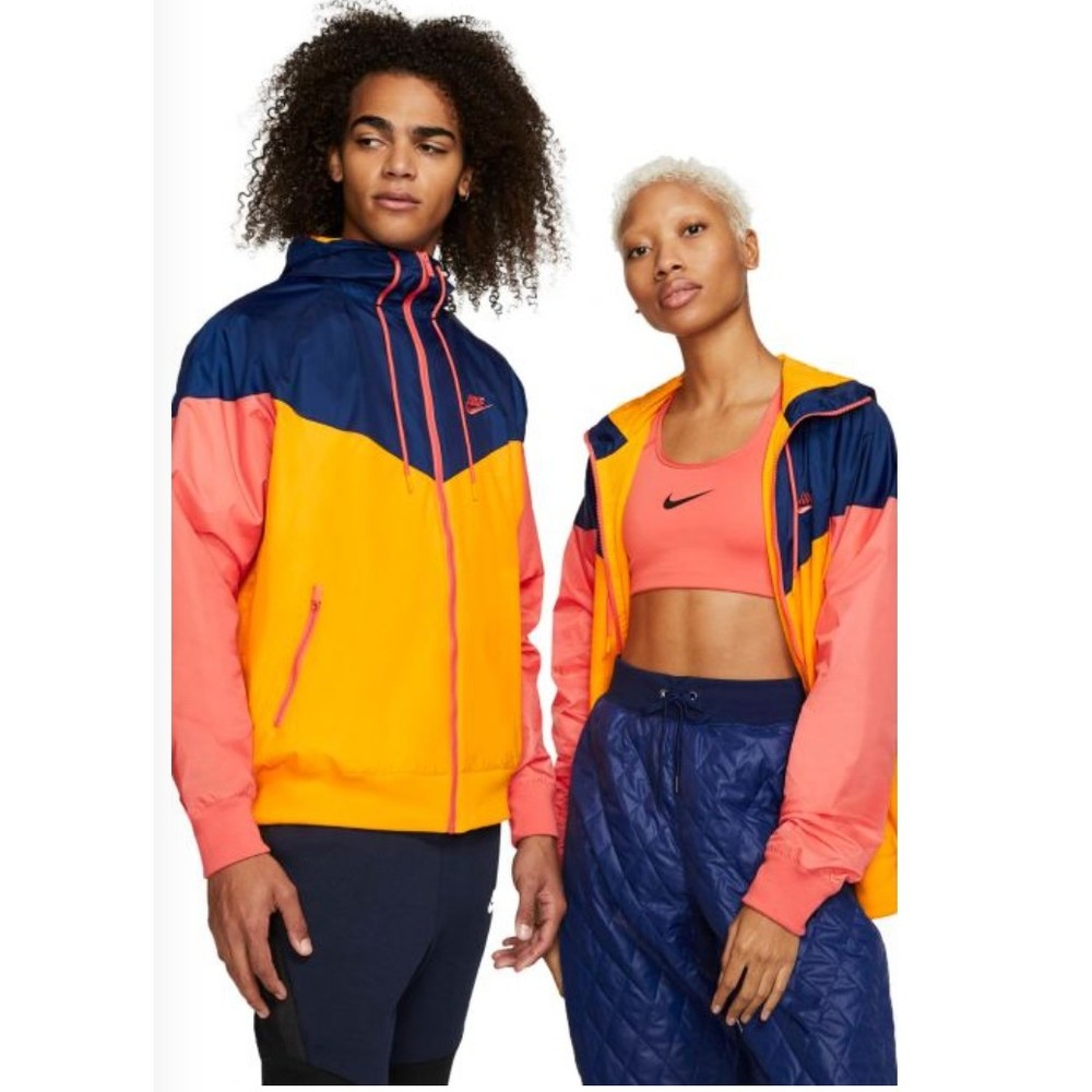 NIKE SPORTSWEAR WINDRUNNER JACKET Men Size M Gold/Blue Void/Magic Ember - Picture 3 of 10
